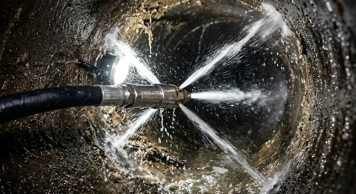 High-pressure hydro jetting nozzle cleaning sewer pipe for Storm Drain Cleaning in Franklin Town